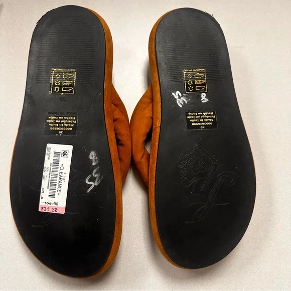 New Free People Wonderland Thong Flip Flops Sandals Suede Tan 8/39 Womens - Picture 10 of 10